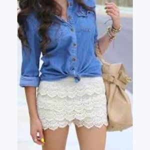 Crochet Boho Lace Mini Skirt Size Large